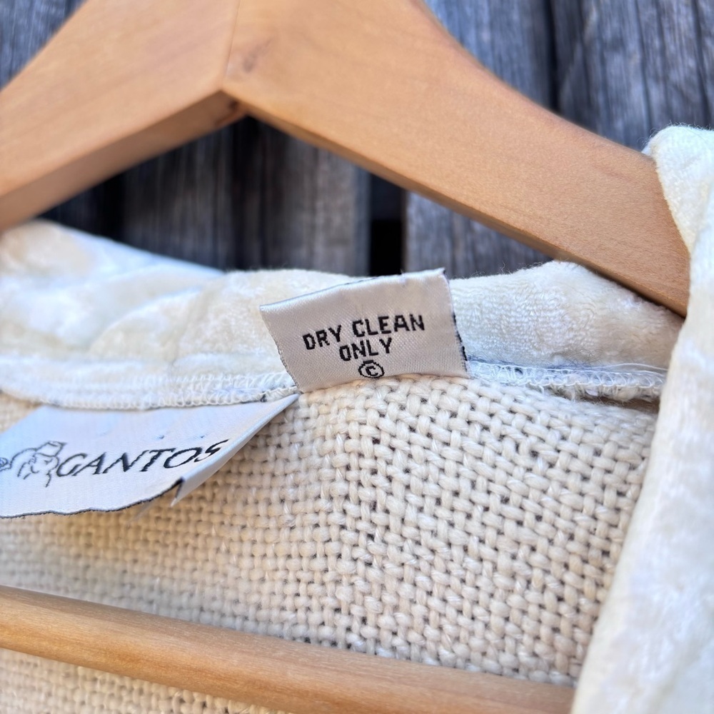 Gantos Cream & Black Open Cardigan. Weave fabric and velvet patchwork. Size M - Picture 8 of 15